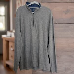 Vineyard Vines mens XL gray quarter zip pullover pima cotton classic preppy